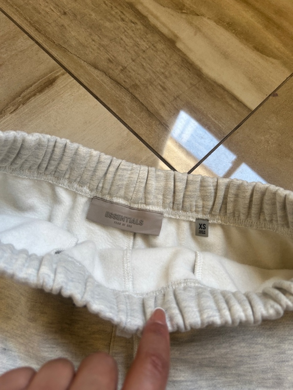Essentials Heather Light Gray Fleece Drawstring Shorts - Picture 3 of 3